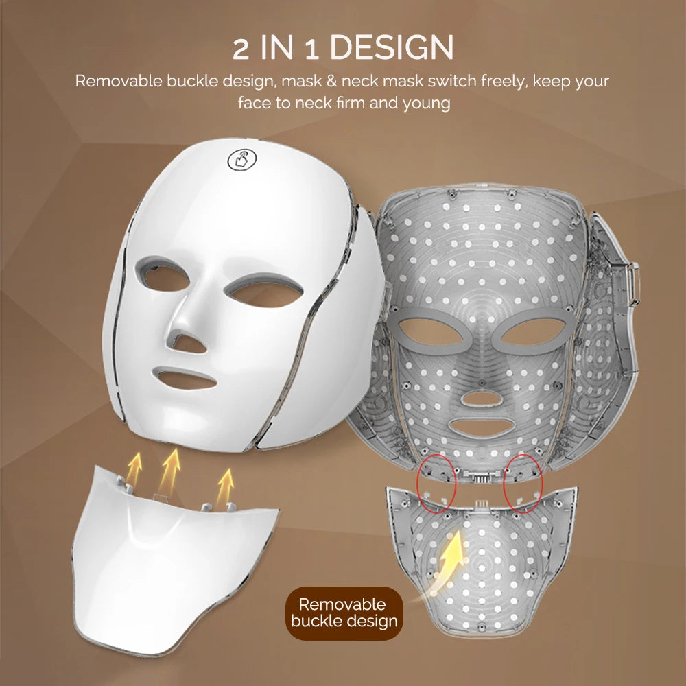 7-Color LED Face & Neck Light Therapy Mask