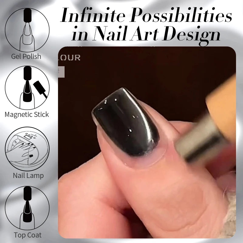 Black Glass Cat Eye Gel Polish
