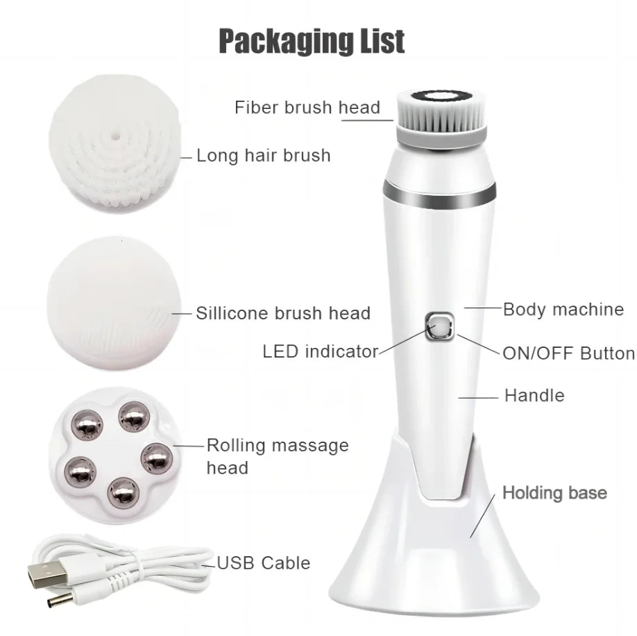 4-in-1 Waterproof Facial Cleansing Brush