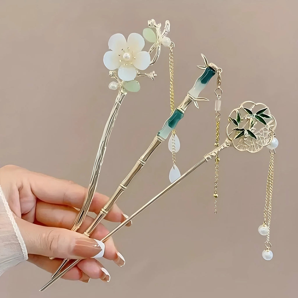 Floral Tassel Hair Stick