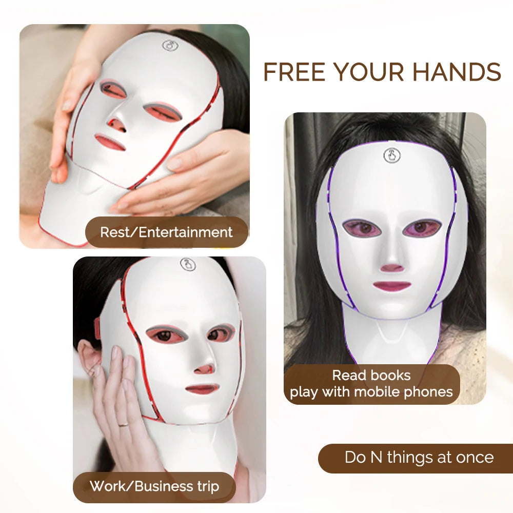 7-Color LED Face & Neck Light Therapy Mask