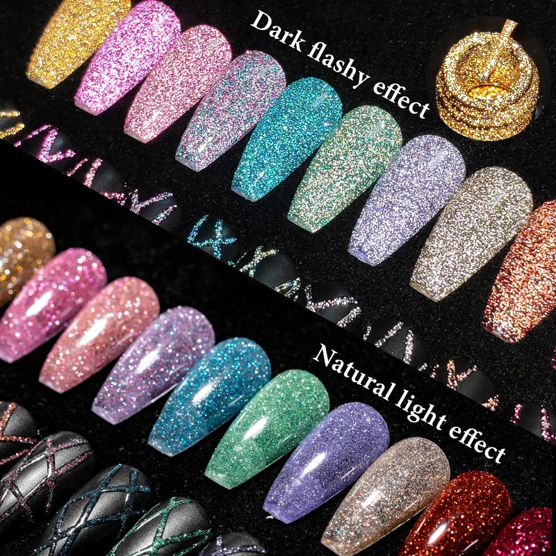 Reflective Glitter Nail Art Liner Gel Set