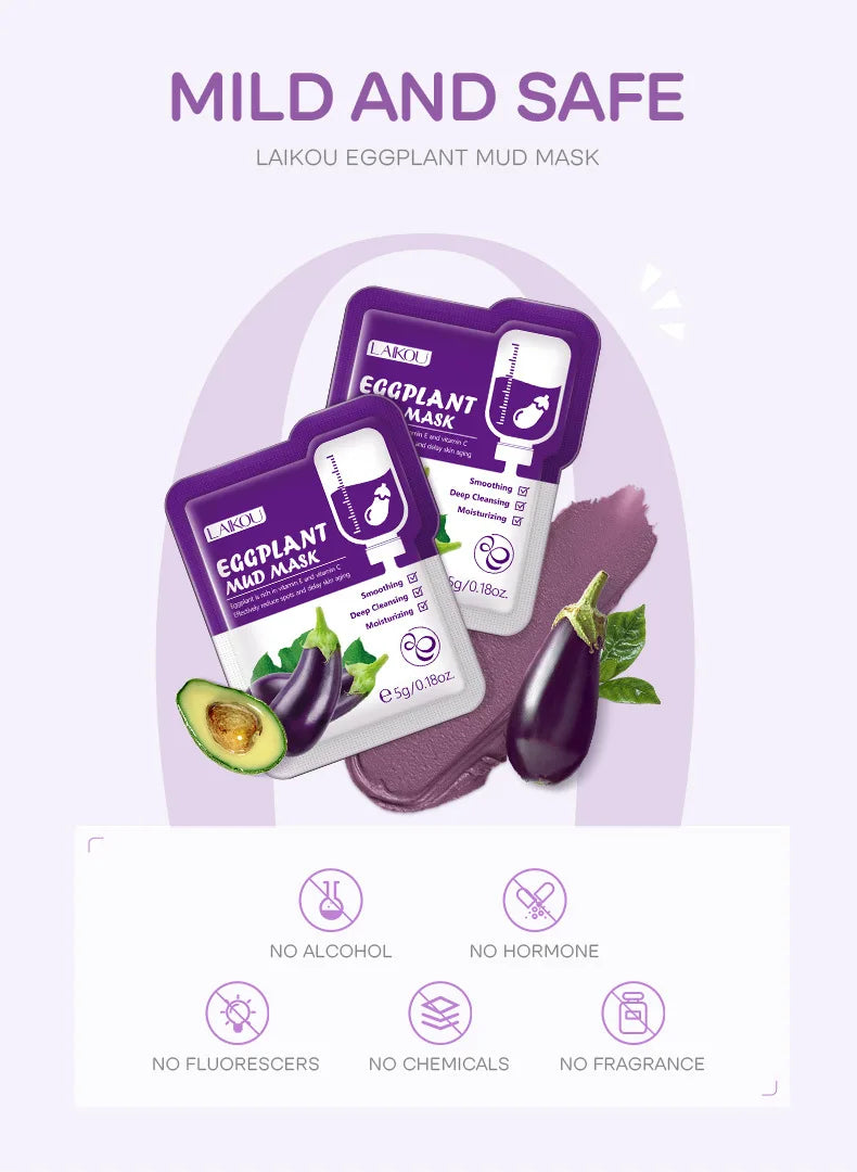 Eggplant Purifying Clay Face Mask Set (5-Pack)