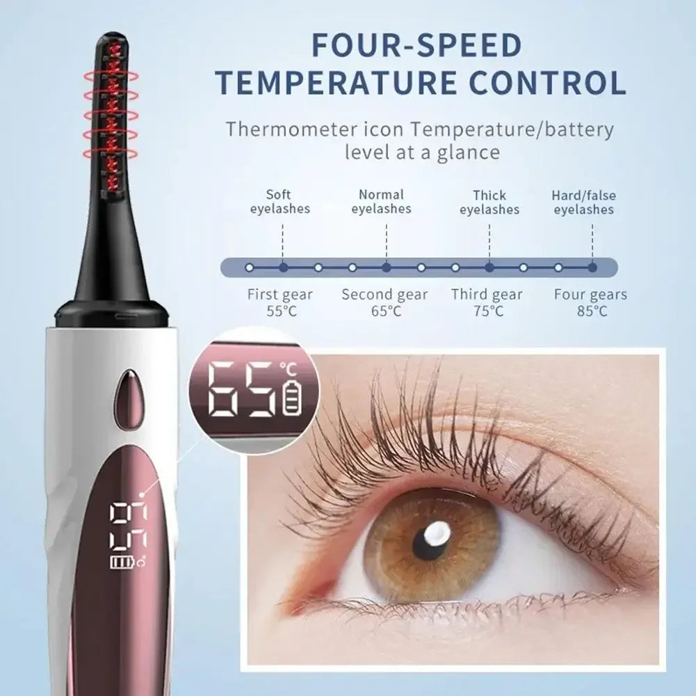 USB Rechargeable Heated Eyelash Curler with 4 Heat Modes