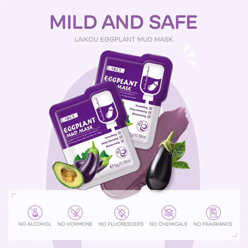 Eggplant Purifying Clay Face Mask Set (5-Pack)