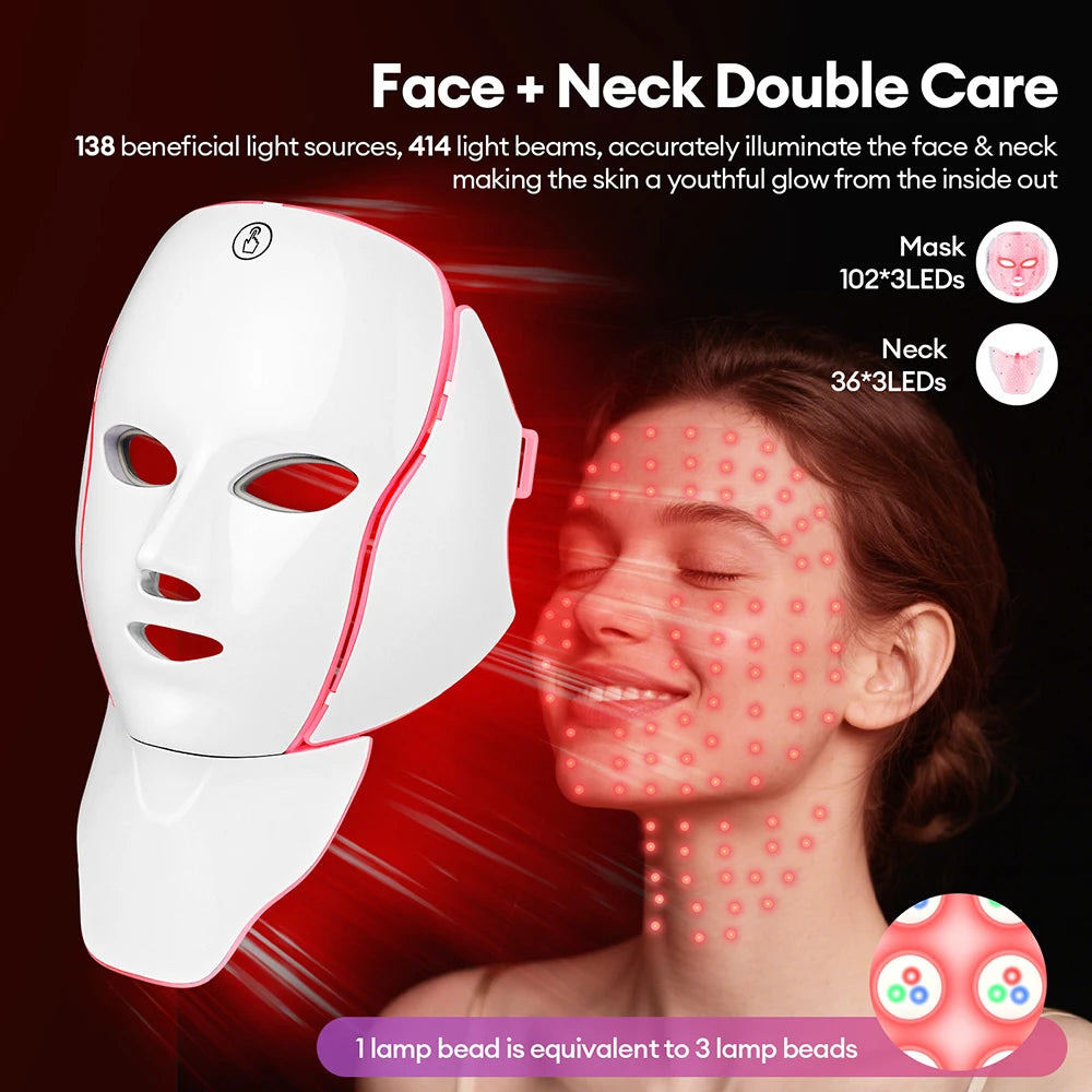 7-Color LED Face & Neck Light Therapy Mask