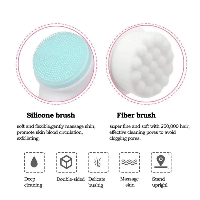 3D Double-Sided Silicone Facial Cleansing Brush