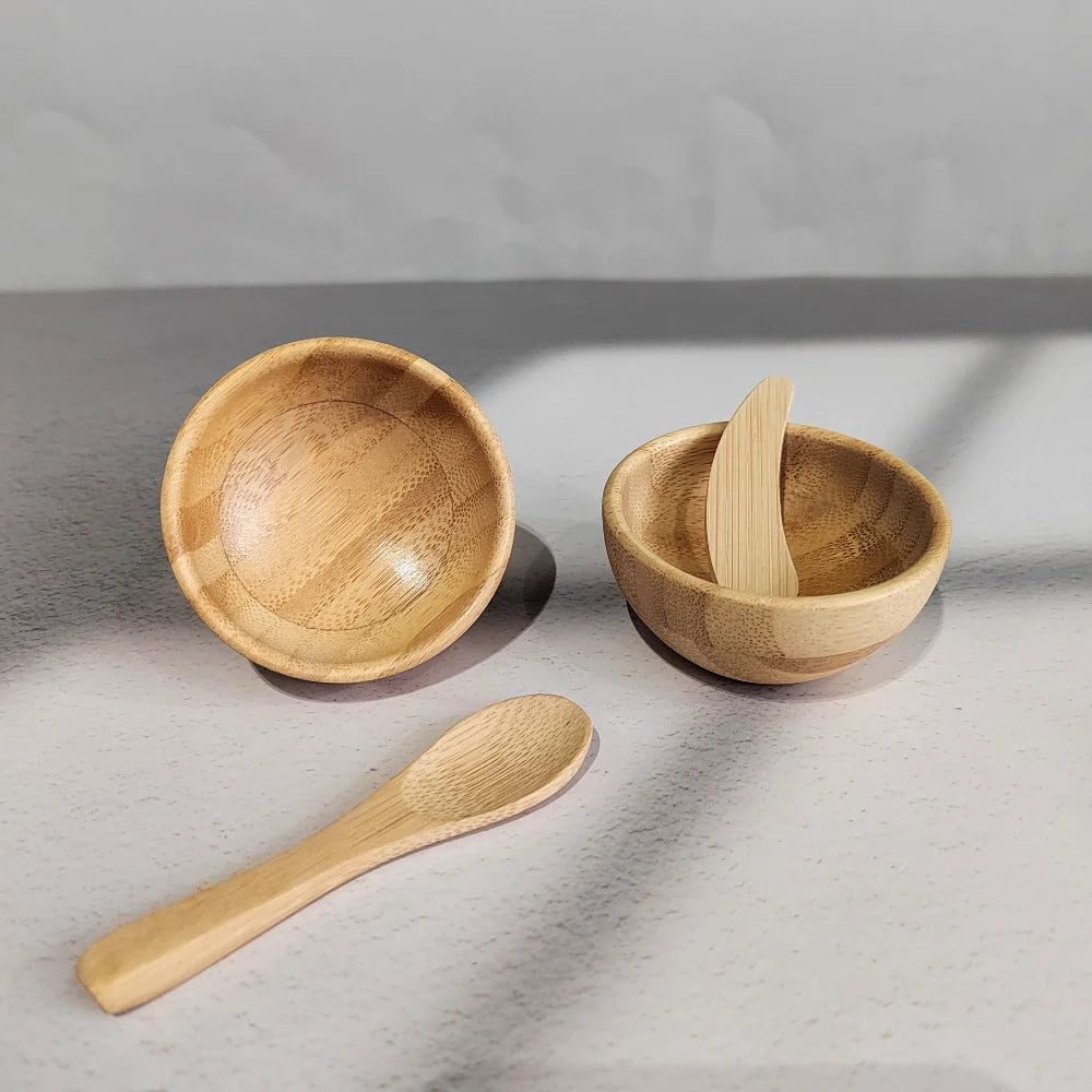Mini Bamboo Face Mask Mixing Bowl Set