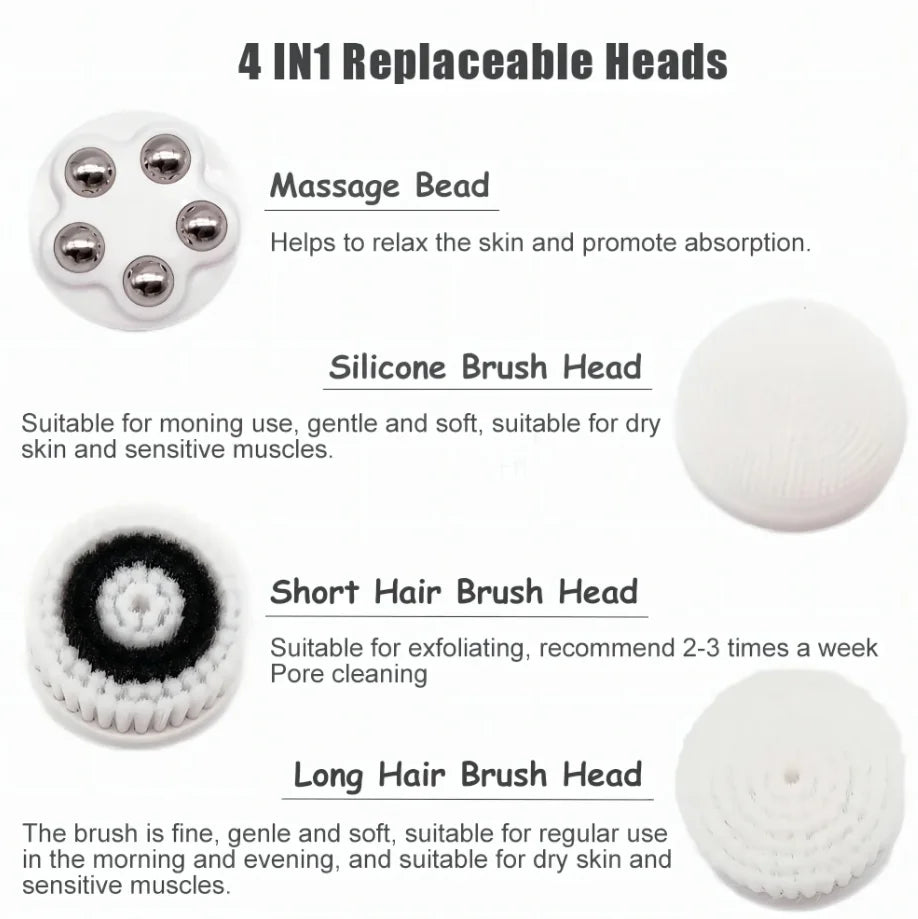 4-in-1 Waterproof Facial Cleansing Brush