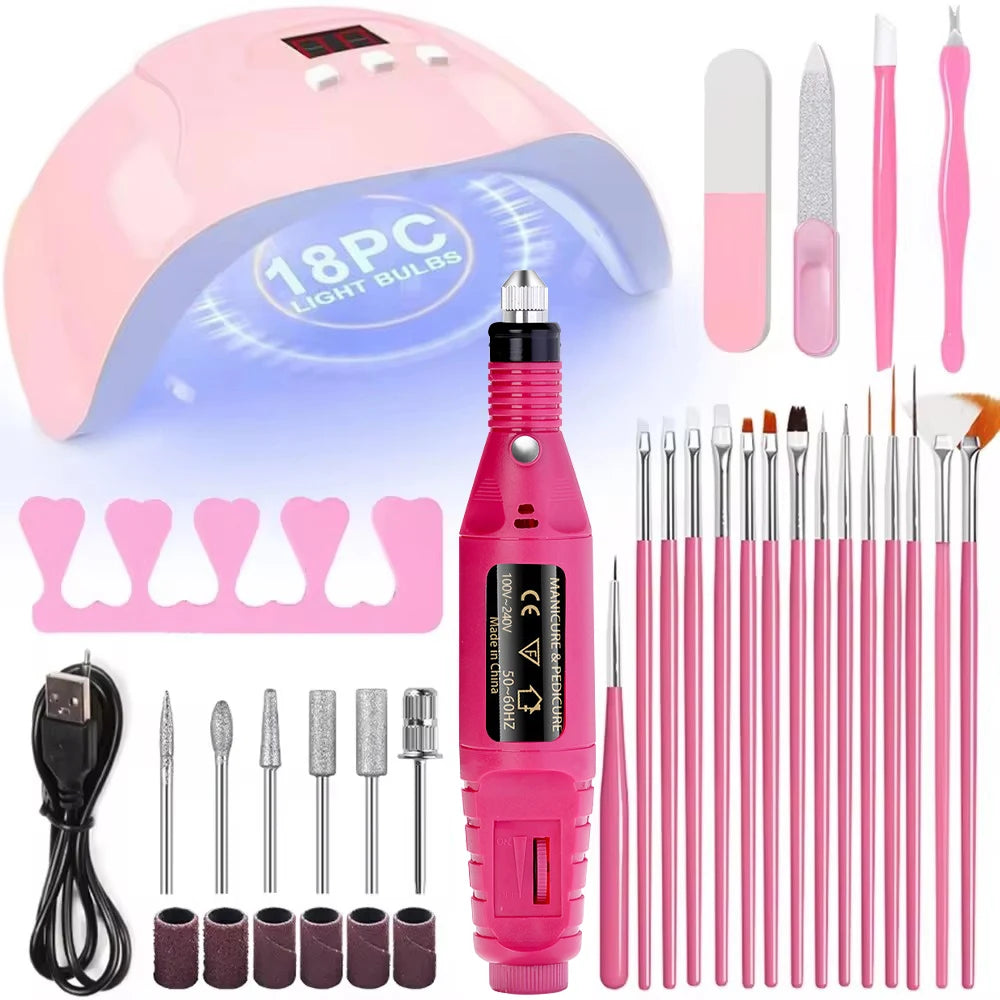 Electric Nail Drill & UV LED Nail Lamp Kit