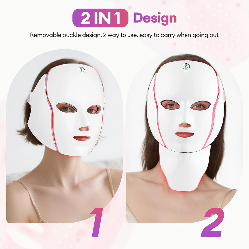 7-Color LED Face & Neck Light Therapy Mask