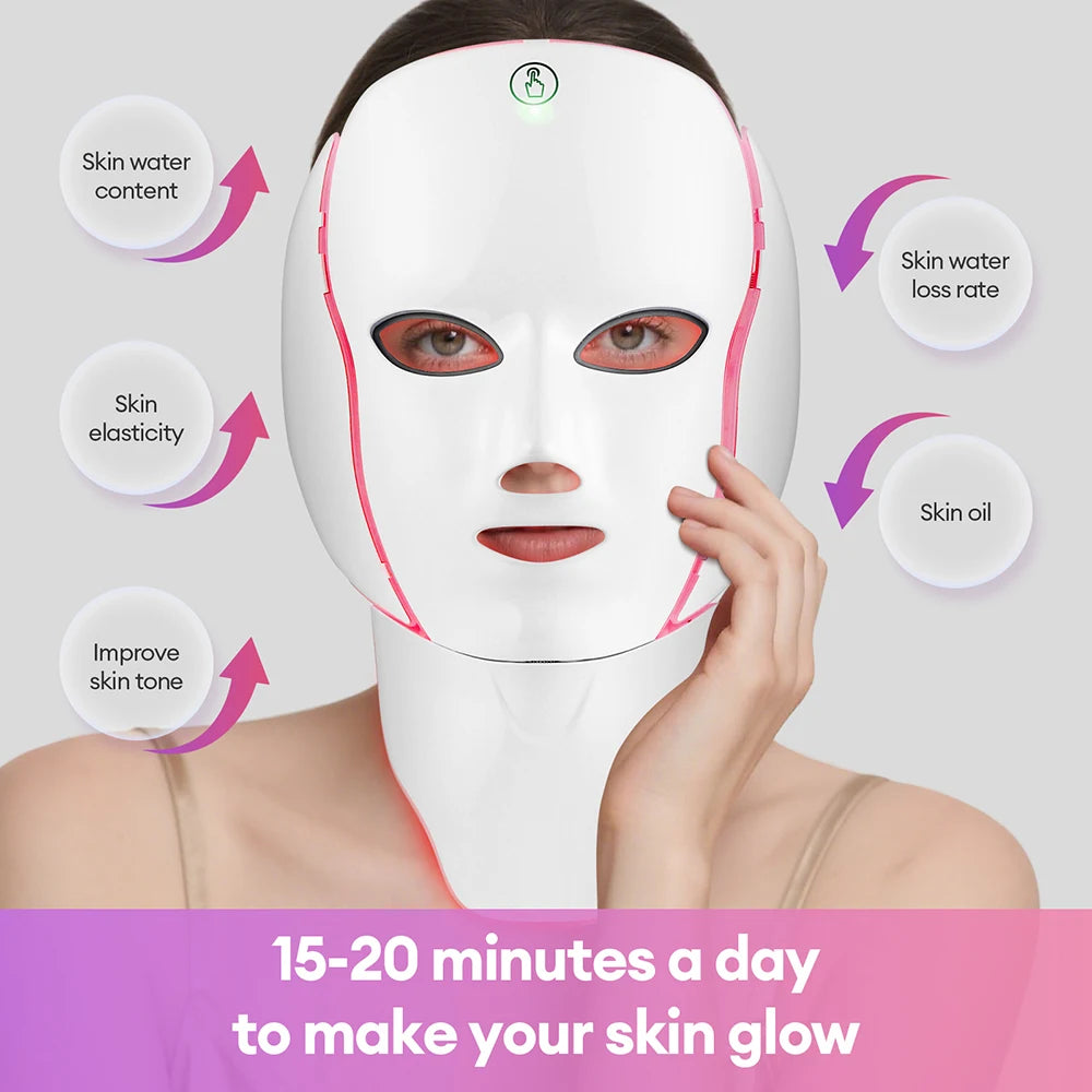 7-Color LED Face & Neck Light Therapy Mask