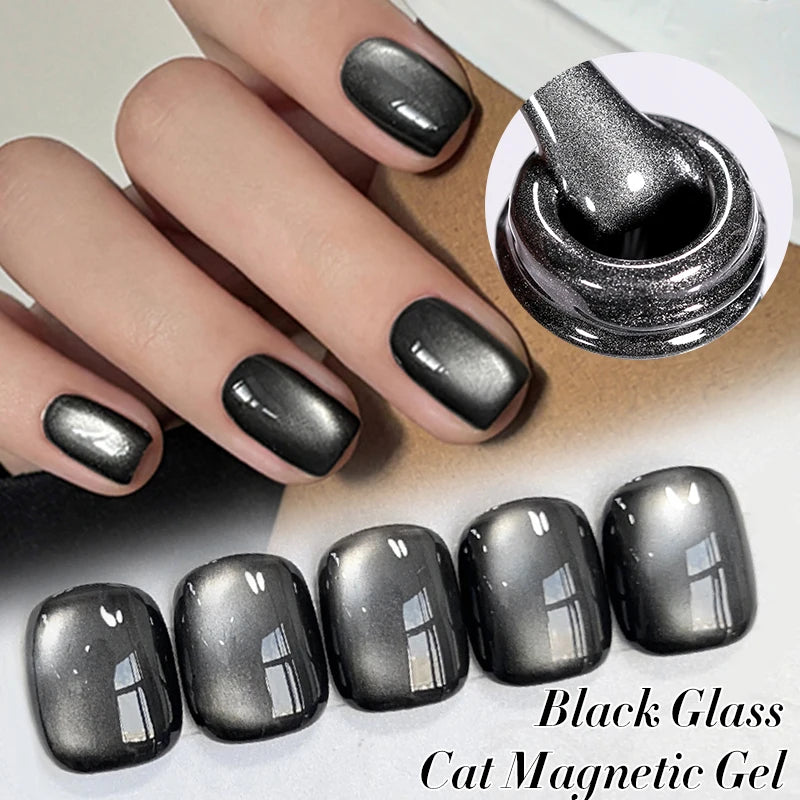 Black Glass Cat Eye Gel Polish