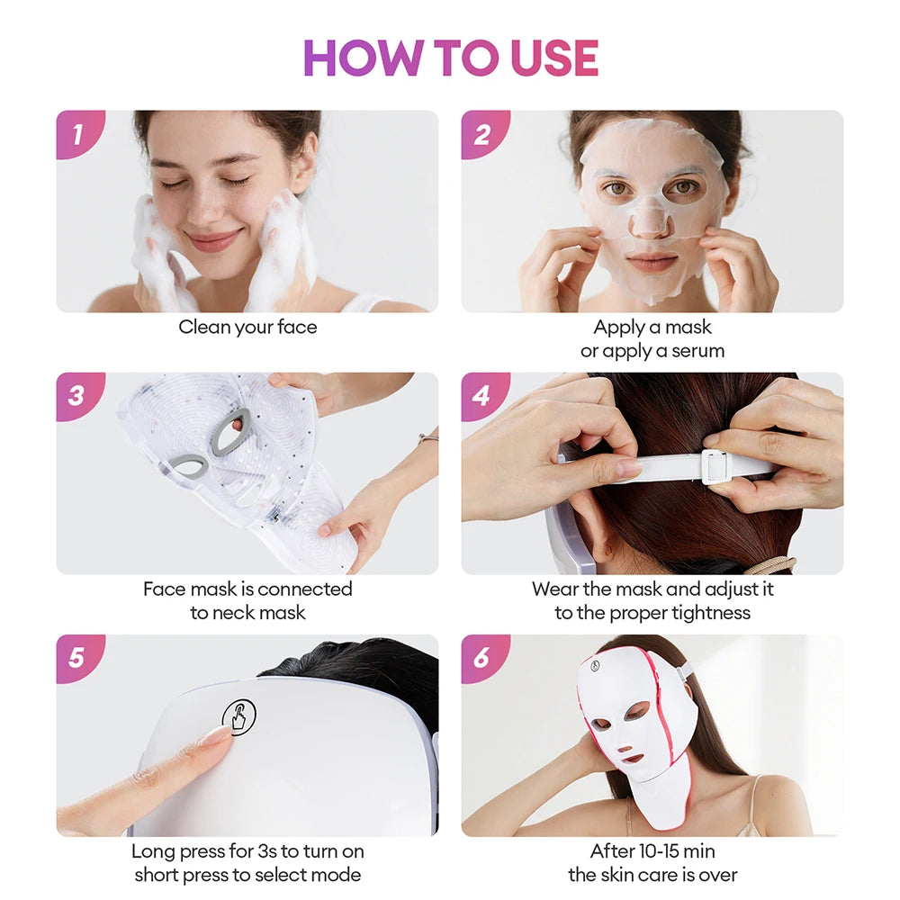 7-Color LED Face & Neck Light Therapy Mask