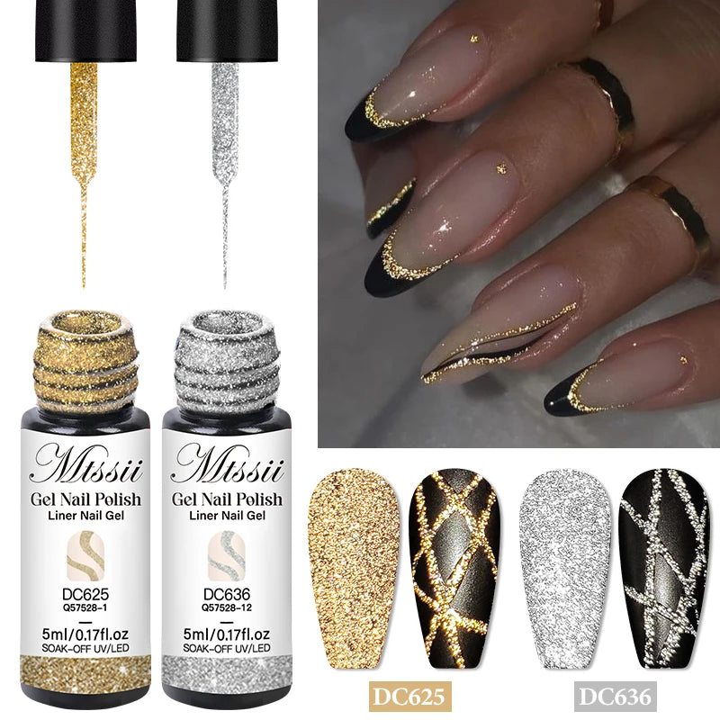 Reflective Glitter Nail Art Liner Gel Set