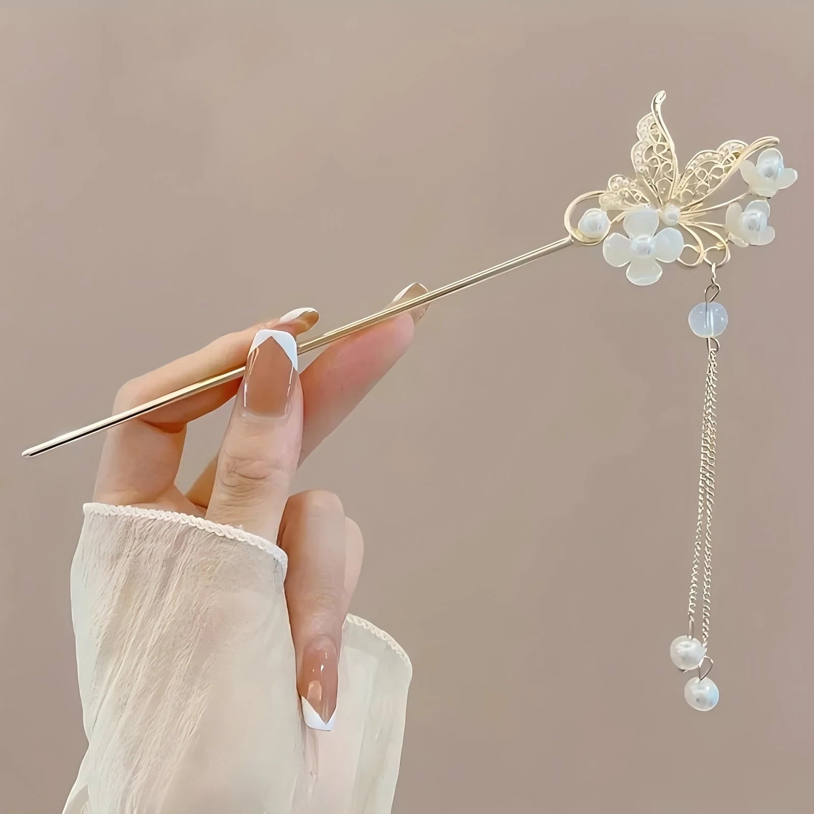 Floral Tassel Hair Stick