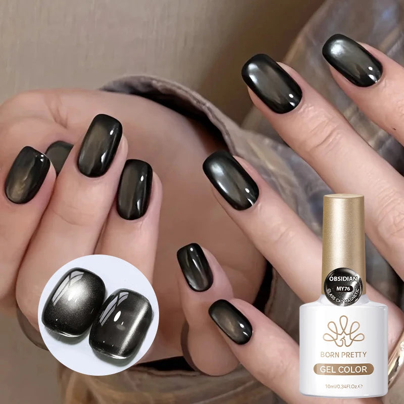 Black Glass Cat Eye Gel Polish