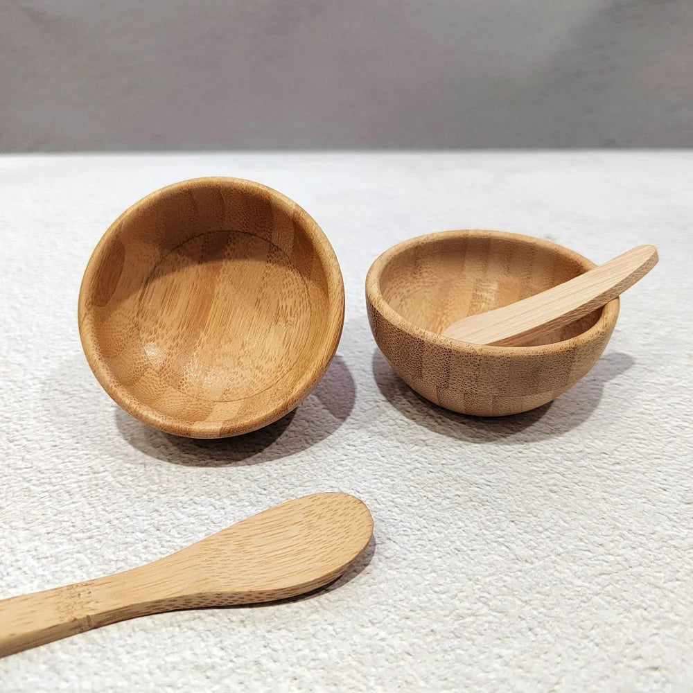 Mini Bamboo Face Mask Mixing Bowl Set