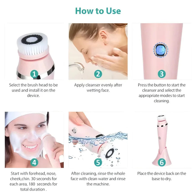 4-in-1 Waterproof Facial Cleansing Brush