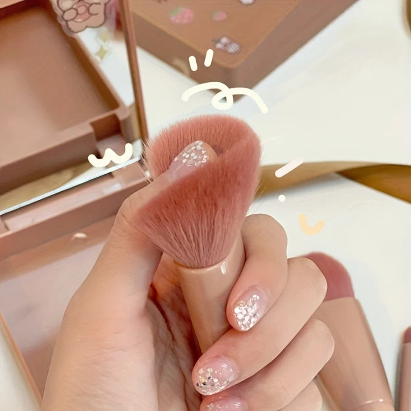 5-Piece Travel Makeup Brush Set with Mirror