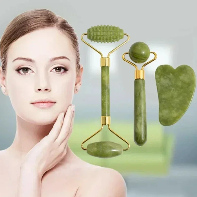 Natural Jade Roller & Gua Sha Set