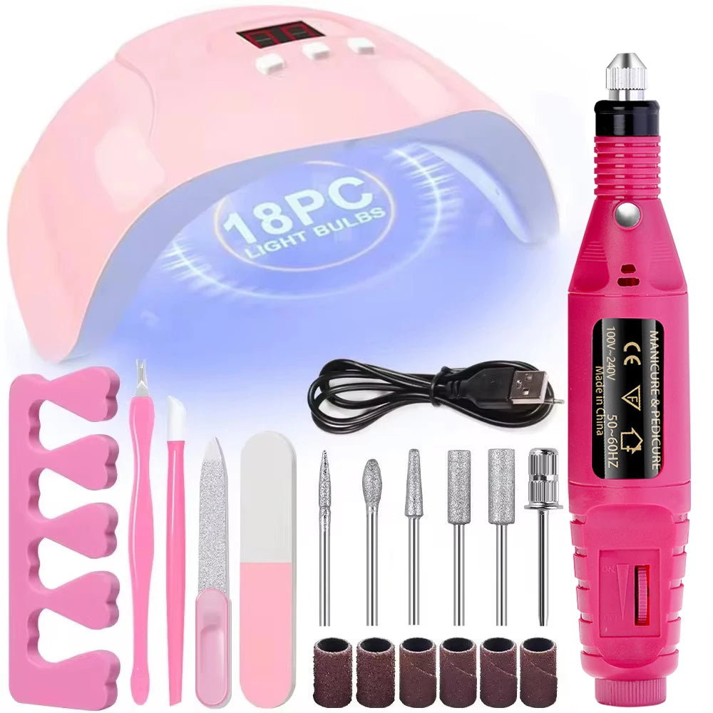 Electric Nail Drill & UV LED Nail Lamp Kit