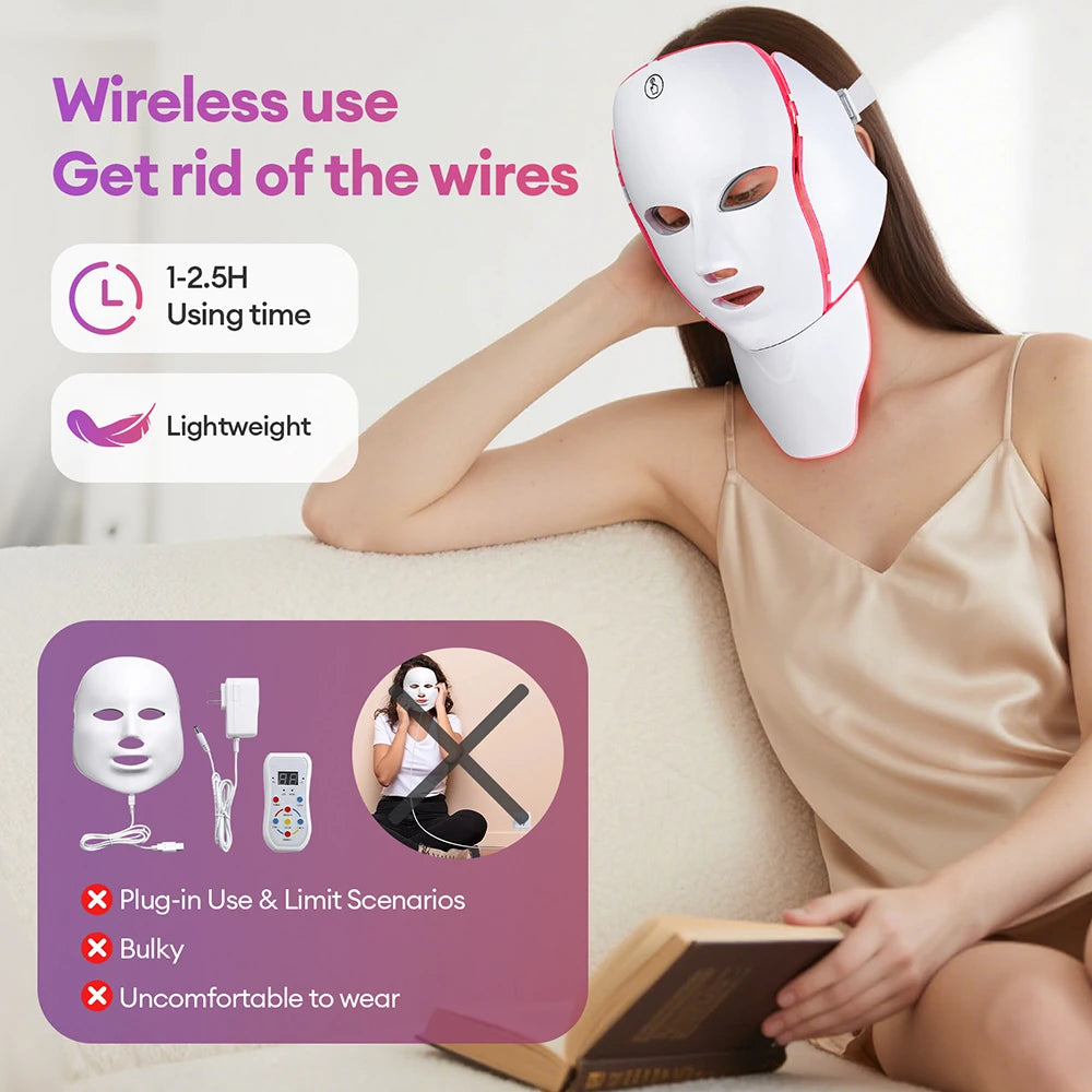 7-Color LED Face & Neck Light Therapy Mask