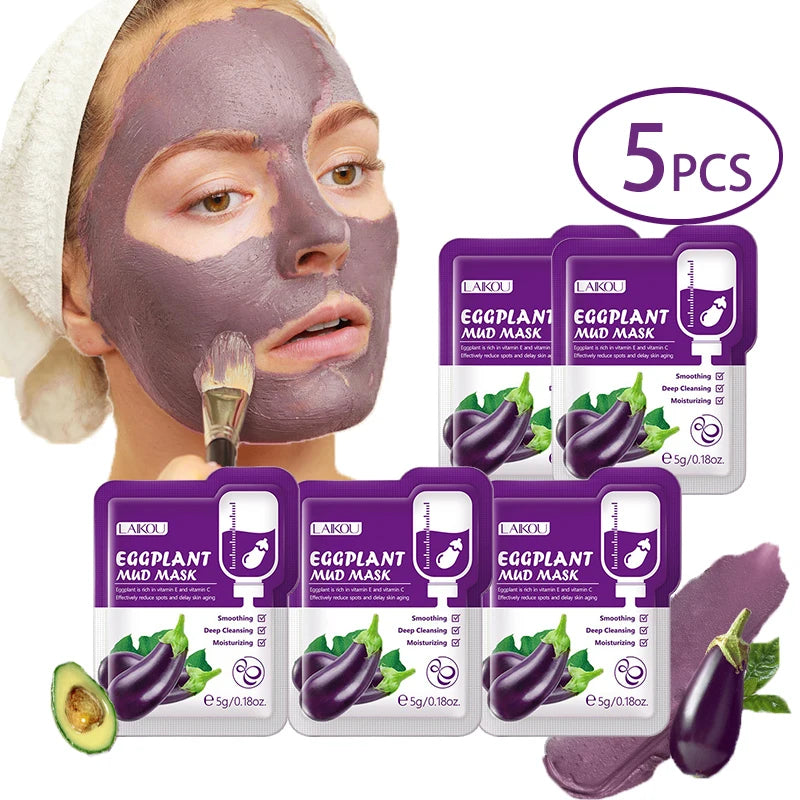 Eggplant Purifying Clay Face Mask Set (5-Pack)