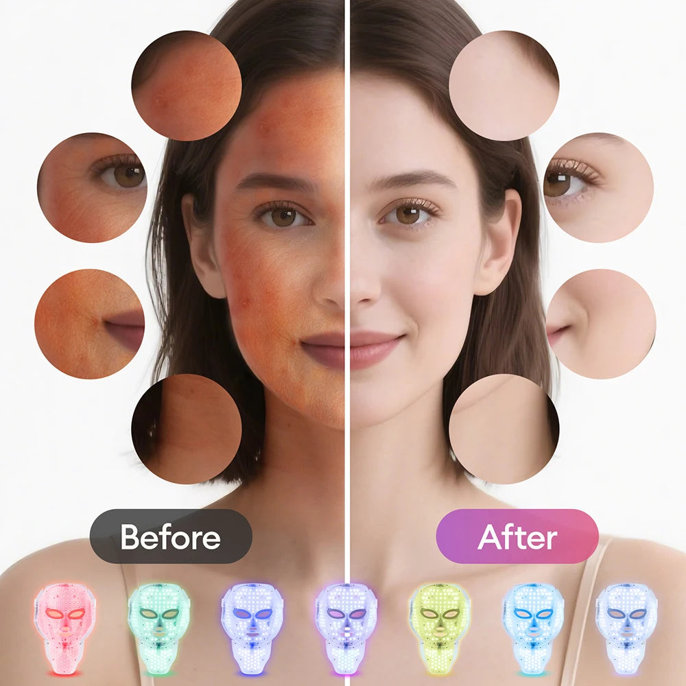 7-Color LED Face & Neck Light Therapy Mask