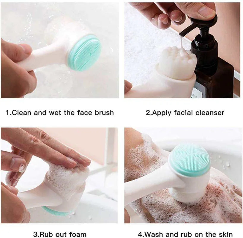 3D Double-Sided Silicone Facial Cleansing Brush